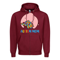 Burgundy autism awareness autism mom Zipper Hoodie - CowhideDigitalArt