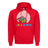 Red autism awareness autism mom Zipper Hoodie - CowhideDigitalArt