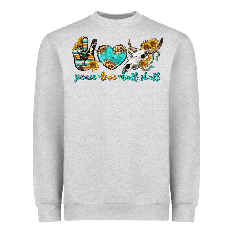 Peace Love Bull Skull Bbs Heavyweight Sweatshirt by BundleAndBundleShop | Teevron