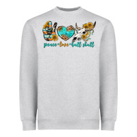 Heather Grey peace love bull skull bbs Heavyweight Sweatshirt - BundleAndBundleShop