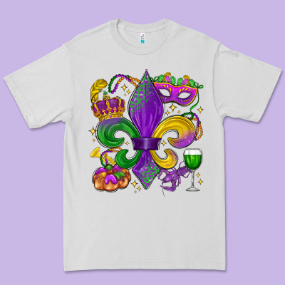 Mardi Gras Fleur De Lis Premium Tee Designed By Lillyallendesigns