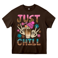 Chocolate Brown just chill with coffee bean bbs Heavy Core Tee - BundleAndBundleShop