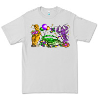 Dove Grey mardi gras pelican alligator and crawfish Premium Tee - LillyAllenDesigns