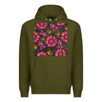 Army Green breast cancer sunflower seamless pattern Premium Hoodie - BundleAndBundleShop