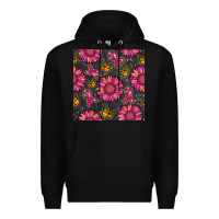 Black breast cancer sunflower seamless pattern Premium Hoodie - BundleAndBundleShop