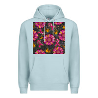 Blue Mist breast cancer sunflower seamless pattern Premium Hoodie - BundleAndBundleShop