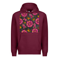 Burgundy breast cancer sunflower seamless pattern Premium Hoodie - BundleAndBundleShop