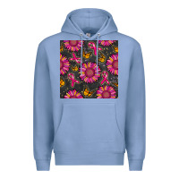 Colony Blue breast cancer sunflower seamless pattern Premium Hoodie - BundleAndBundleShop