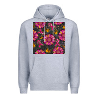 Heather Grey breast cancer sunflower seamless pattern Premium Hoodie - BundleAndBundleShop