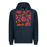 Navy breast cancer sunflower seamless pattern Premium Hoodie - BundleAndBundleShop