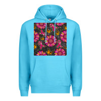 Ocean Blue breast cancer sunflower seamless pattern Premium Hoodie - BundleAndBundleShop