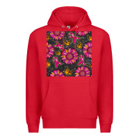 Red breast cancer sunflower seamless pattern Premium Hoodie - BundleAndBundleShop