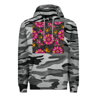 Slate Camo breast cancer sunflower seamless pattern Premium Hoodie - BundleAndBundleShop