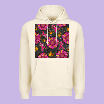 Breast Cancer Sunflower Seamless Pattern Premium Hoodie Designed By Bundleandbundleshop