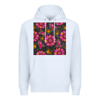 White breast cancer sunflower seamless pattern Premium Hoodie - BundleAndBundleShop