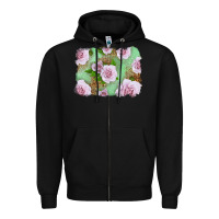 Black Pink Roses Background Zipper Hoodie - LillyAllenDesigns