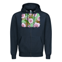 Navy Pink Roses Background Zipper Hoodie - LillyAllenDesigns