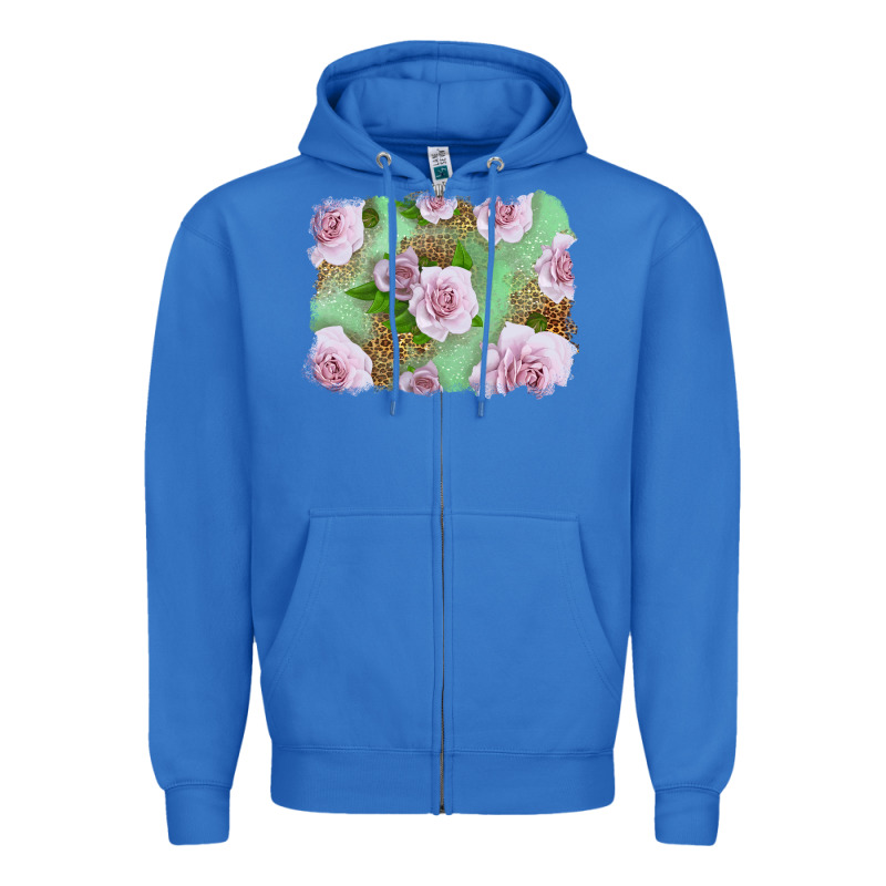 Pink Roses Background Zipper Hoodie by LillyAllenDesigns | Teevron