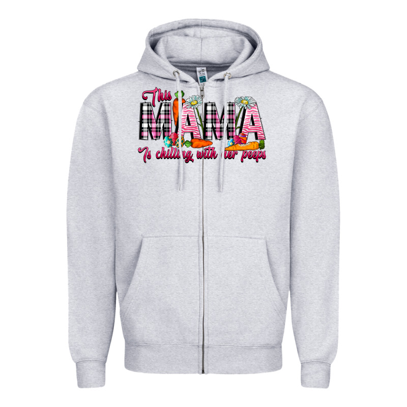 This Mama Is Chilling With Her Peeps Zipper Hoodie by CowhideDigitalArt | Teevron