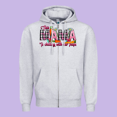 This Mama Is Chilling With Her Peeps Zipper Hoodie Designed By Cowhidedigitalart