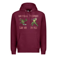 Burgundy say pizza to drugs say no to yes Premium Hoodie - tuanDangUi