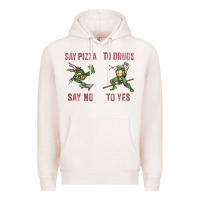 Pale Pink say pizza to drugs say no to yes Premium Hoodie - tuanDangUi