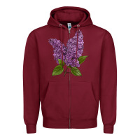 Burgundy Purple Lilac Flower Zipper Hoodie - LillyAllenDesigns
