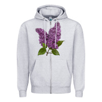 Heather Grey Purple Lilac Flower Zipper Hoodie - LillyAllenDesigns