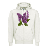 Oatmeal Heather Purple Lilac Flower Zipper Hoodie - LillyAllenDesigns