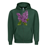 Sports Green Purple Lilac Flower Zipper Hoodie - LillyAllenDesigns