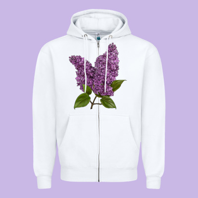Purple Lilac Flower Zipper Hoodie Designed By Lillyallendesigns