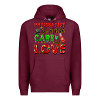 Burgundy pharmacist do it with care and love christmas Premium Hoodie - FaDigitalArtStudio