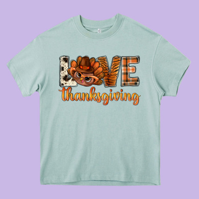 Love Thanksgiving With Turkey Bbs Heavy Core Tee Designed By Bundleandbundleshop