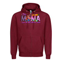 Burgundy This Mama is chilling with her Zipper Hoodie - CowhideDigitalArt