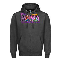 Charcoal Heather This Mama is chilling with her Zipper Hoodie - CowhideDigitalArt