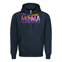 Navy This Mama is chilling with her Zipper Hoodie - CowhideDigitalArt