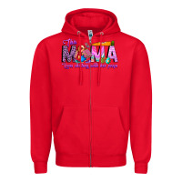 Red This Mama is chilling with her Zipper Hoodie - CowhideDigitalArt