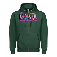 Sports Green This Mama is chilling with her Zipper Hoodie - CowhideDigitalArt