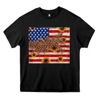 Black American flag leopard sunflower Heavy Core Tee - JahusDesignShop