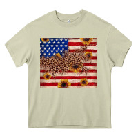 Mossy American flag leopard sunflower Heavy Core Tee - JahusDesignShop