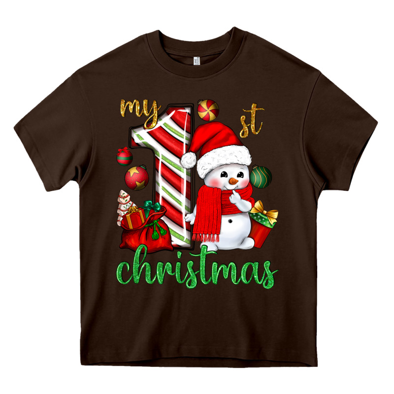 My 1 St Christmas With Cute Snowman Bbs Heavy Core Tee by BundleAndBundleShop | Teevron