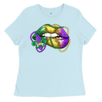Baby Blue mardi gras lips Ladies Tee - LillyAllenDesigns
