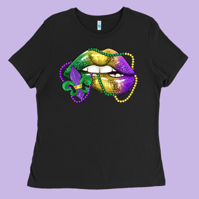 Mardi Gras Lips Ladies Tee Designed By Lillyallendesigns