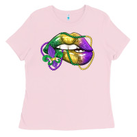 Bubblegum Pink mardi gras lips Ladies Tee - LillyAllenDesigns