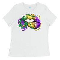 White mardi gras lips Ladies Tee - LillyAllenDesigns