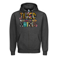 Charcoal Heather Tired As a Mother Zipper Hoodie - CowhideDigitalArt