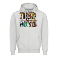 Dove Grey Tired As a Mother Zipper Hoodie - CowhideDigitalArt