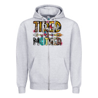 Heather Grey Tired As a Mother Zipper Hoodie - CowhideDigitalArt