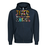 Navy Tired As a Mother Zipper Hoodie - CowhideDigitalArt