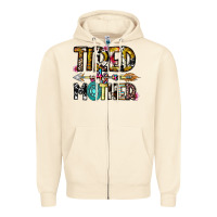 Sandshell Tired As a Mother Zipper Hoodie - CowhideDigitalArt